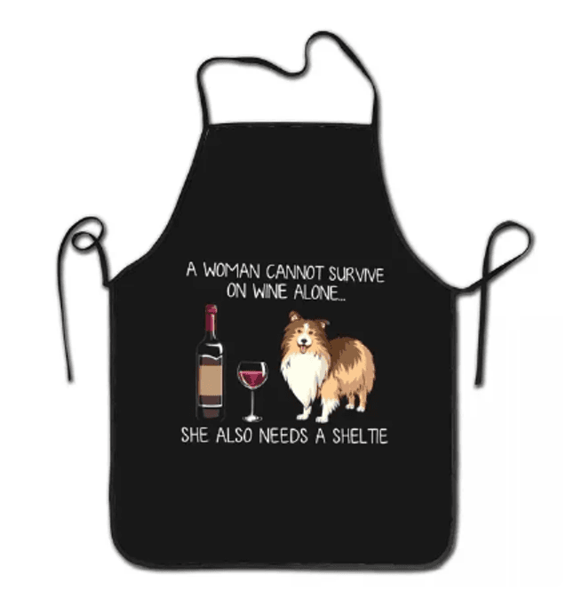 Hovedbilde Sheltie Dog And Wine Apron Unisex, Sorma