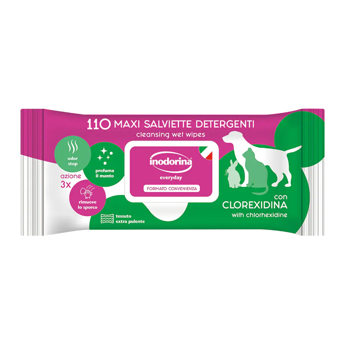 Duftende Renseservietter (Clorexidin) 110 stk, Inodorina