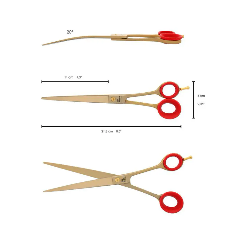 Curved scissors 8,5``satin gold CRV85-G, SoPosh