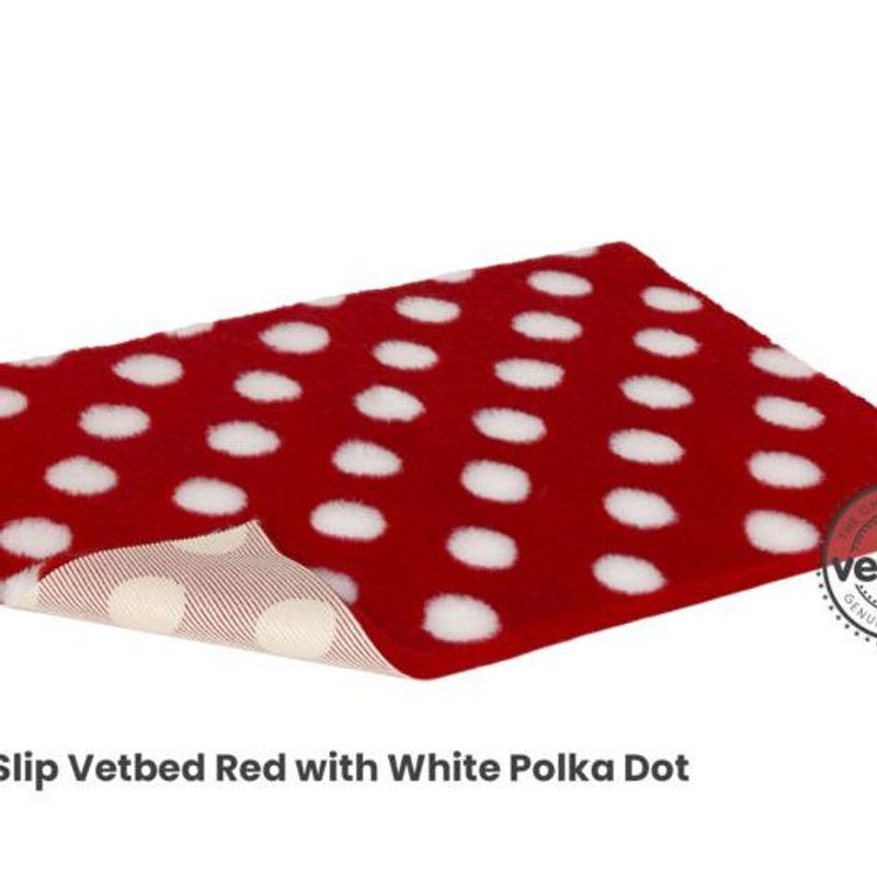 Vetbed NonSlip, (75X100cm), Red With White Polka Dots, Petlife